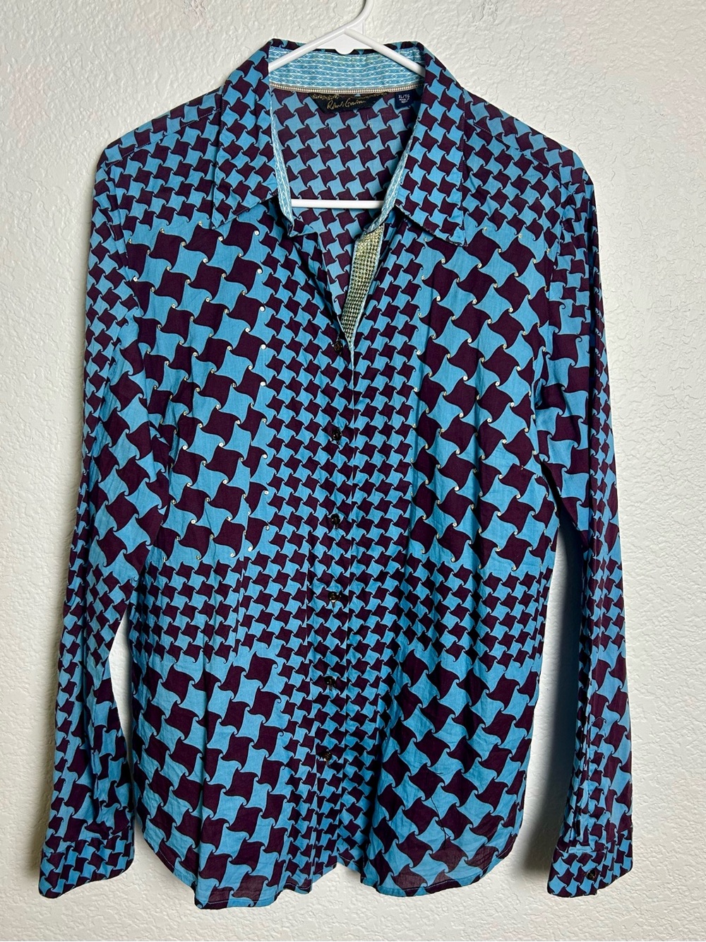 Robert Graham Knowledge Wisdom Truth Geometric Print Button Up Shirt XL